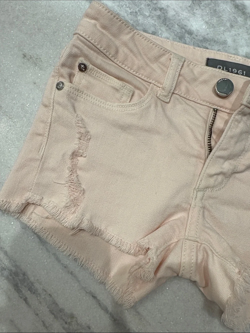 DL1961 Girls Blush Pink Distressed Denim Cutoff Shorts